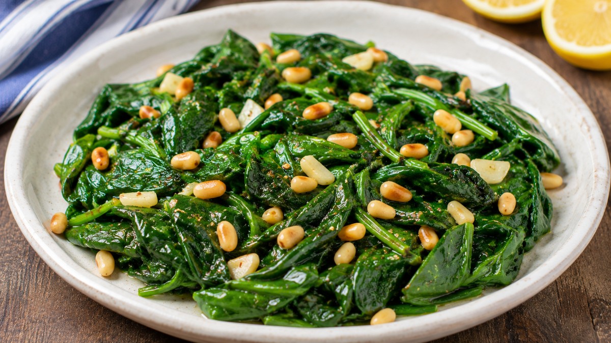 Wilted Spinach W/ Lemon and Pine