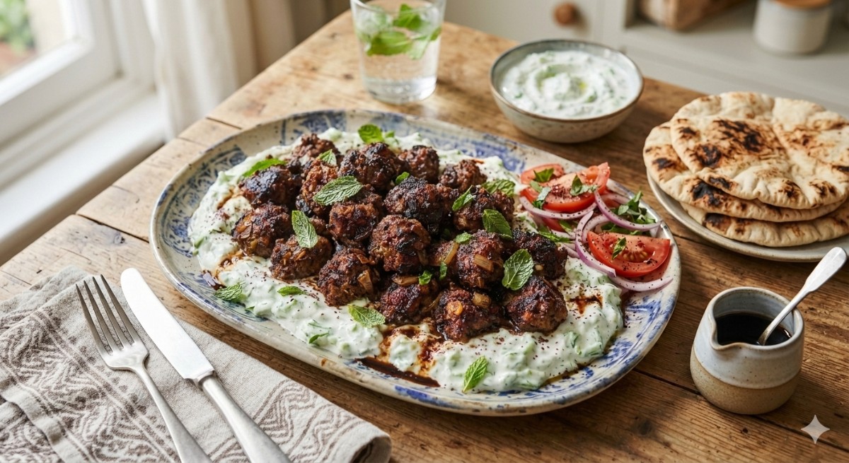 Smashed beef kabob
