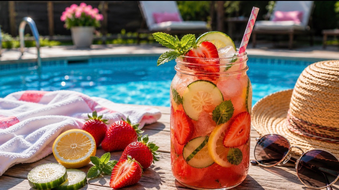 Strawberry Cucumber Lime Mint Lemonade