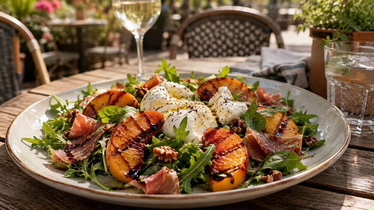 Grilled Peach and Burrata Salad