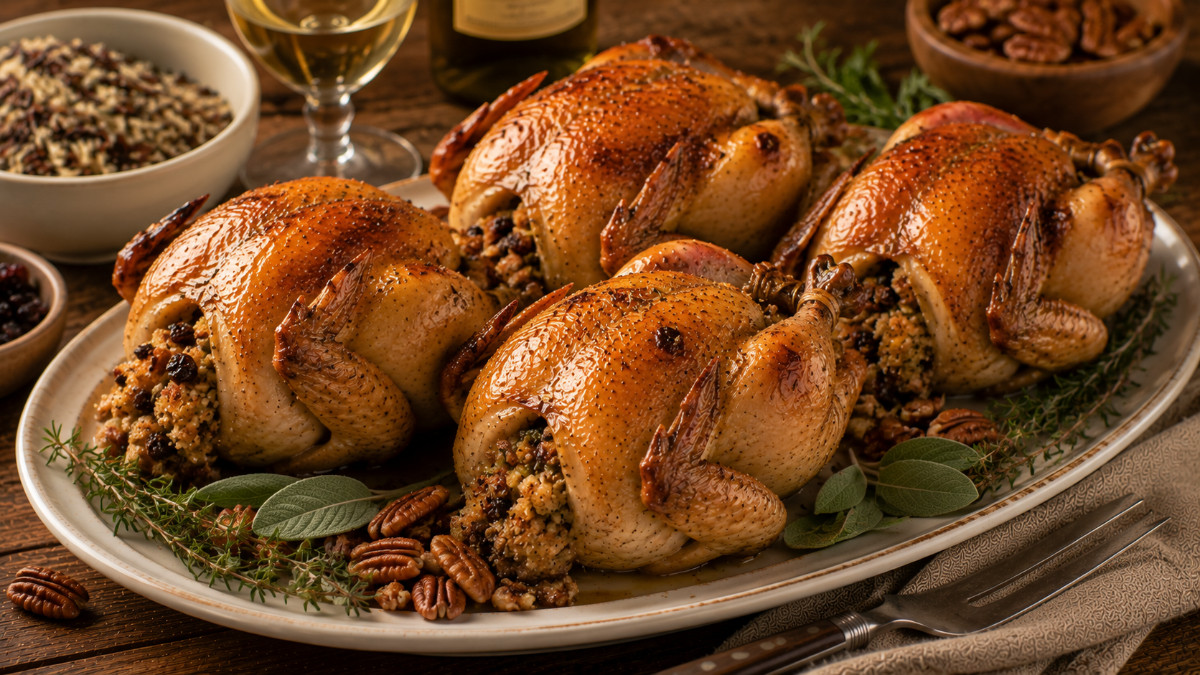 Rock Cornish Hen with Southern Dressing