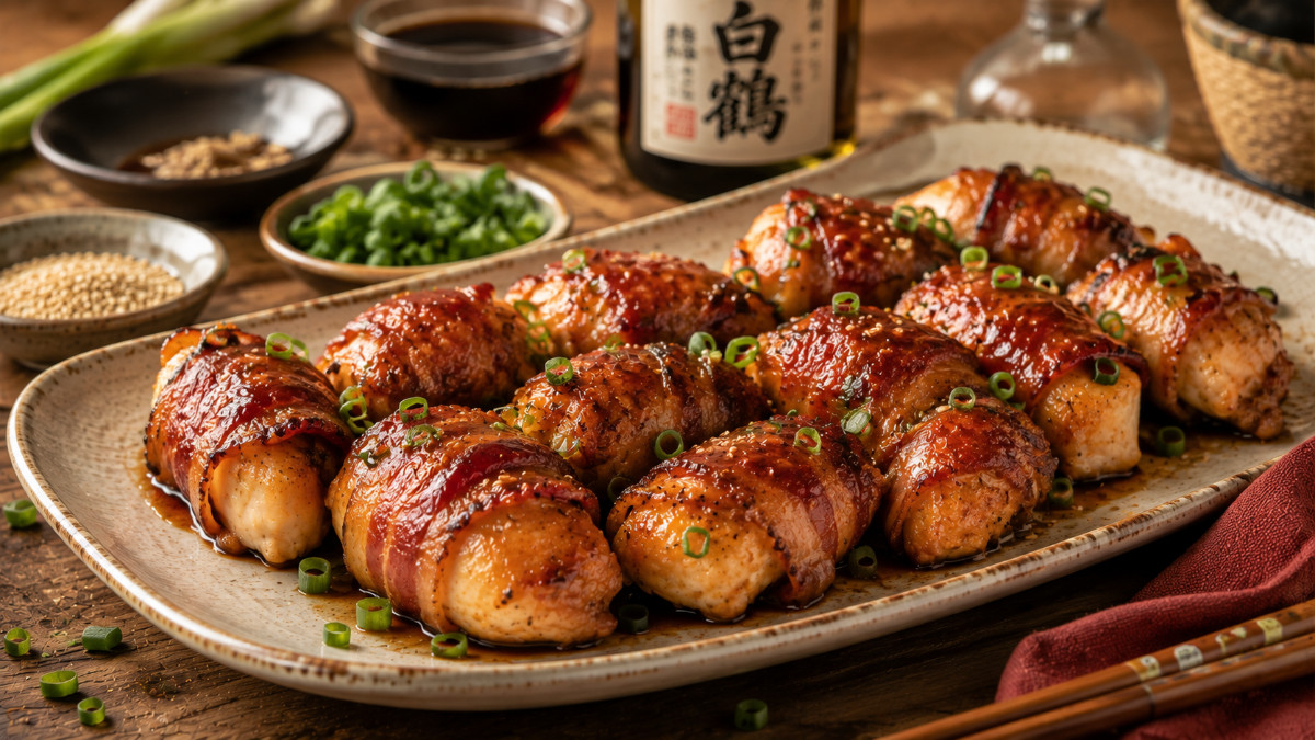 Japanese Chicken and Bacon Rolls
