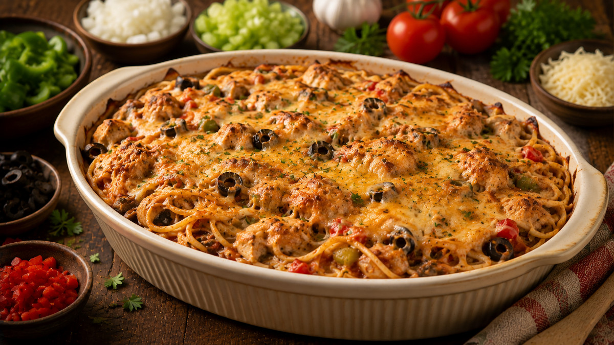 Layered Chicken-Spaghetti