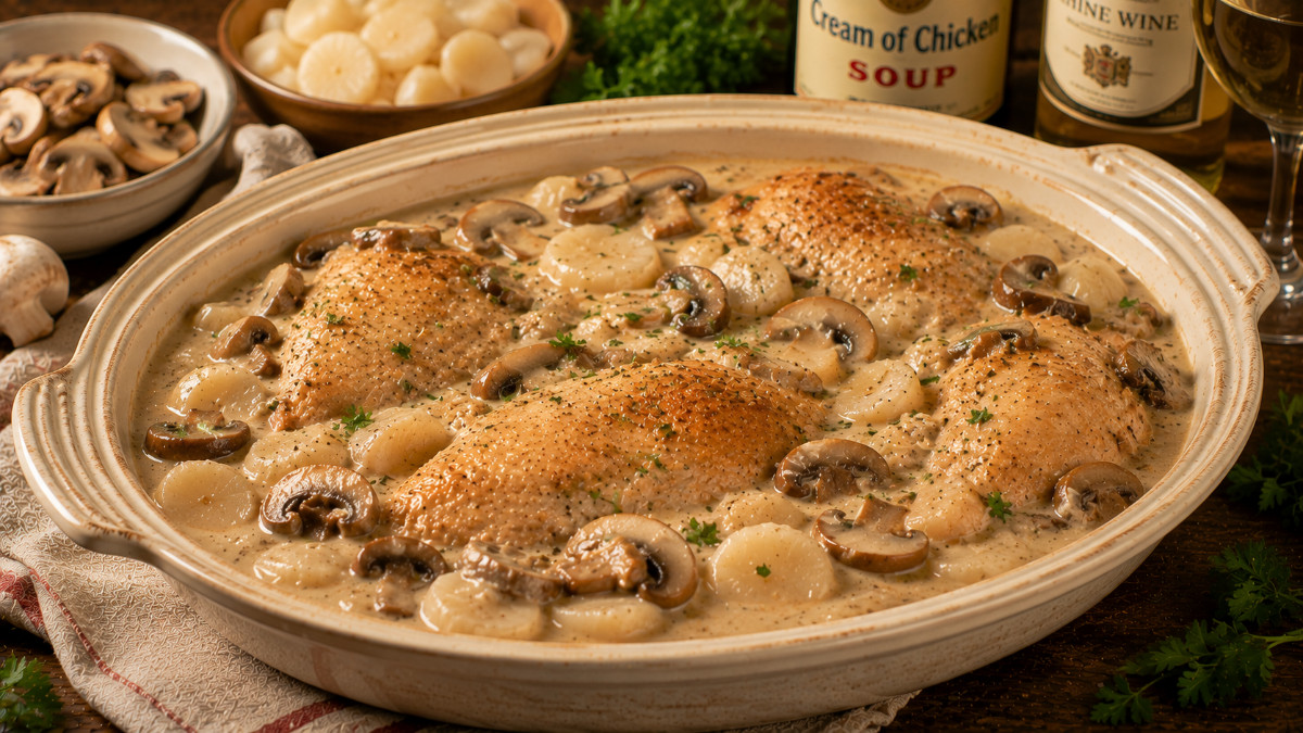 Chicken in Rhine Wine
