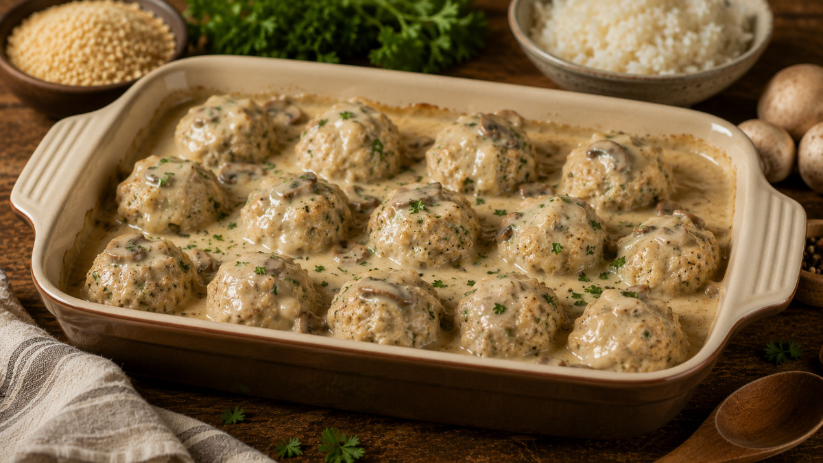 Turkey Balls in Mushroom Sauce