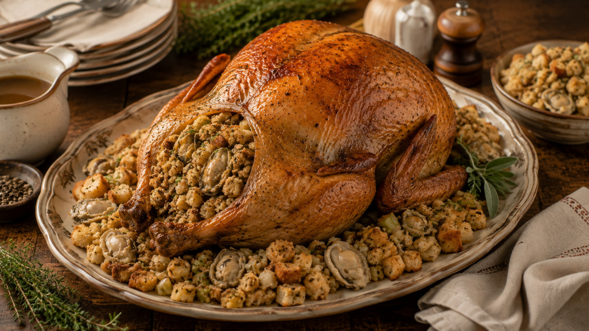 Stuffed Capon with Oyster Dressing