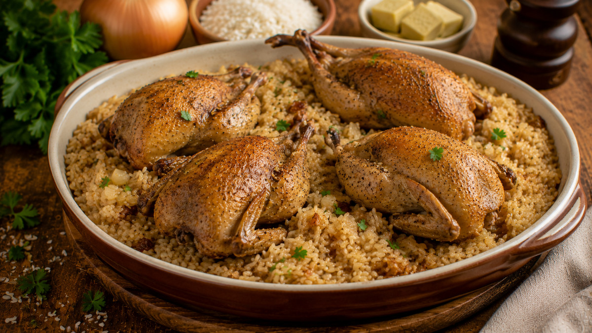 Quail in Browned Rice