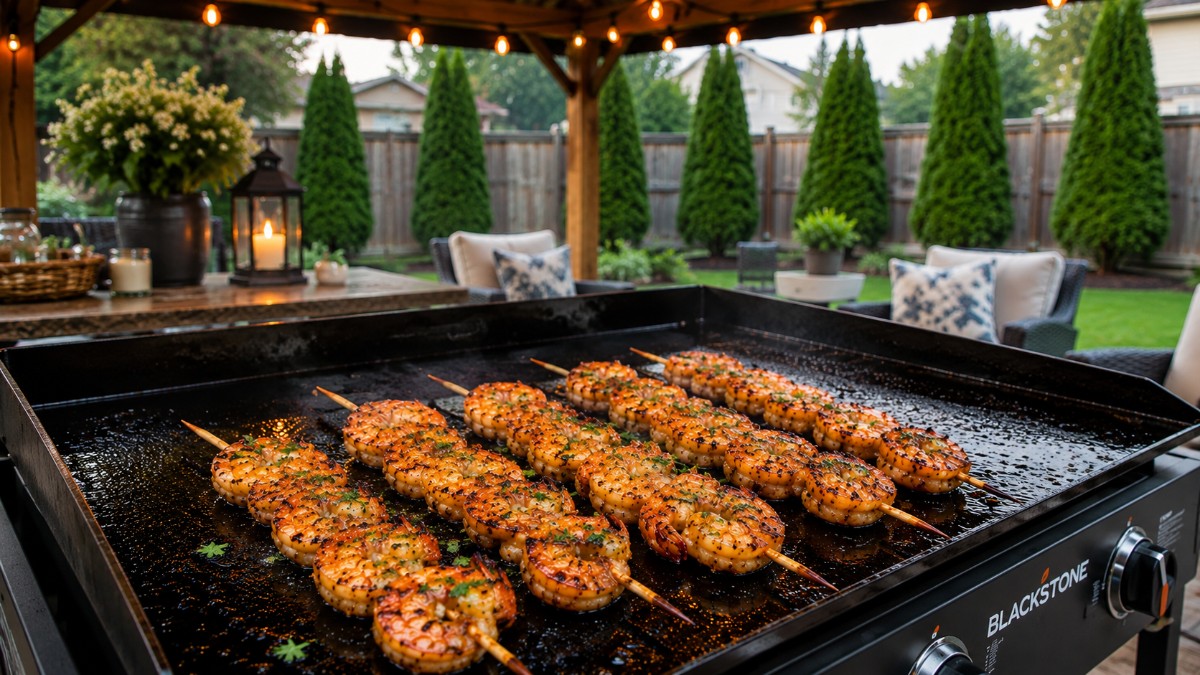 Garlic Butter Shrimp Skewers (Blackstone)