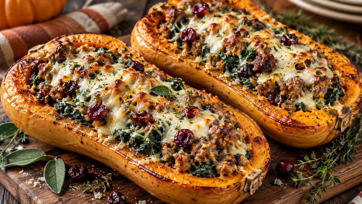 Sausage Stuffed Butternut Squash